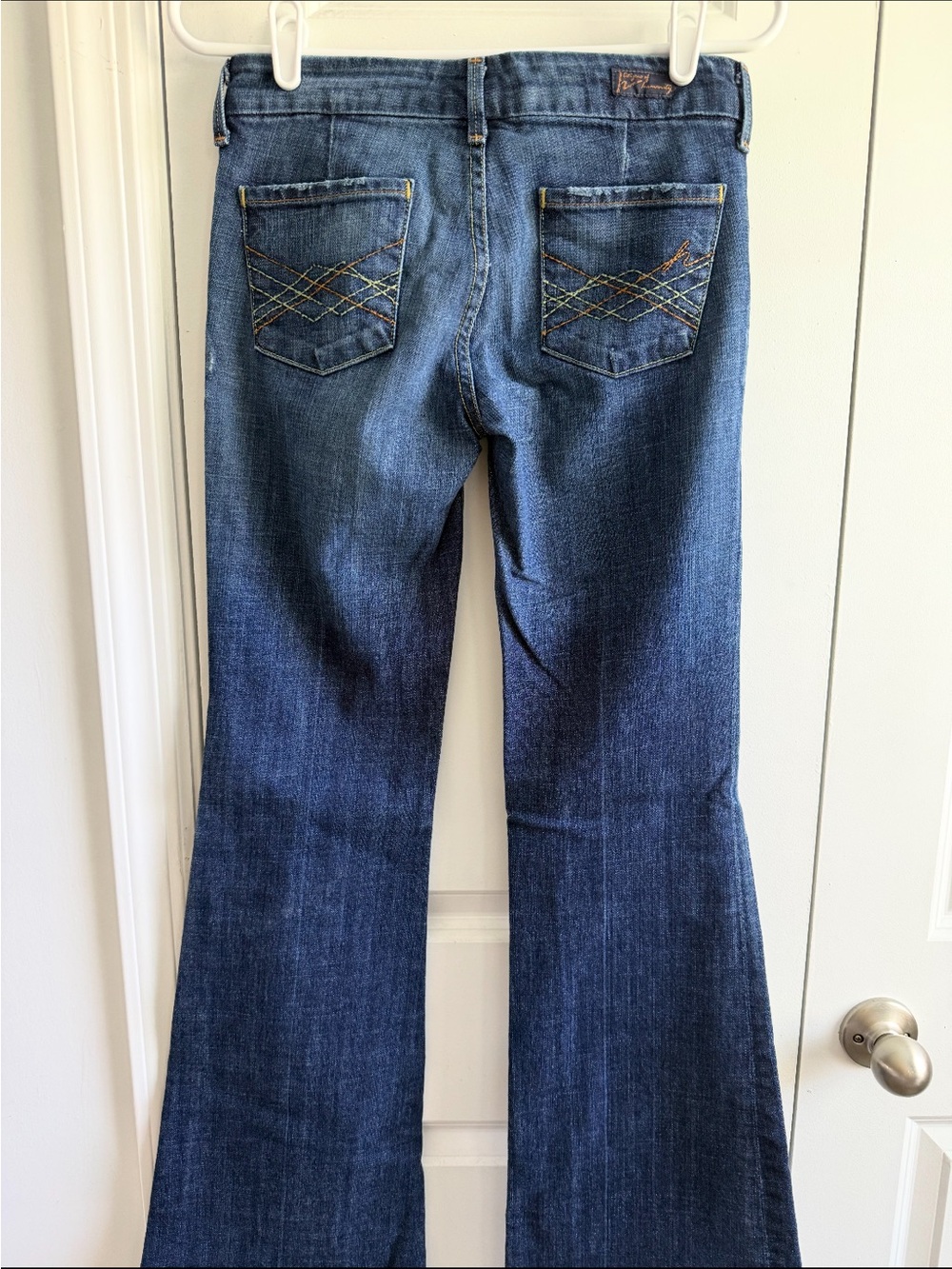Women’s Dark Blue Bootcut Jeans with Embroidered Back Pockets